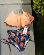 Ruffle Top – High Waist – Orange Floral - Image 4
