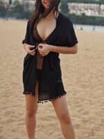 BLACK KIMONO COVER UP - SHORT SLEEVES