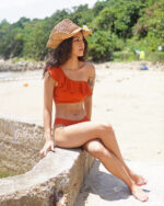 「現貨」Dona – Orange- One shoulder Ruffle top - Image 4