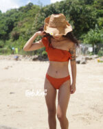 「現貨」Dona – Orange- One shoulder Ruffle top - Image 3