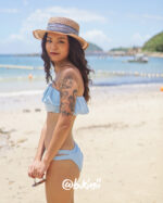 「現貨」 Dona – Pastel Blue- One shoulder Ruffle top - Image 4