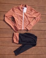 Long Sleeve Zipped Rashguard – Dusty Pink / with pants - Set - Image 6