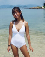 Little Shelia - Deep V One Piece - White
