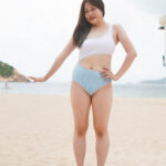 ［預購］Olympia – One Shoulder Cut Out Ribbed - White Blue