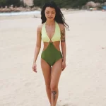 [預購 ] Holly - Color Block One Piece - Lime Green
