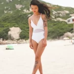 ［預購］Veronica - Sheer Plunging V Shape - One Piece - White