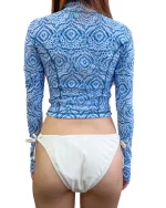 Long Sleeve Zipped Rashguard – Blue Radial Dot - Image 2