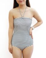 （預購）Luna - White and Navy Stripe Monokini