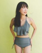 「現貨」Ruffle Top - High Waist -  Gray - Image 4
