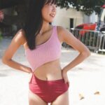 [預購]Olympia – One Shoulder Cut Out Ribbed - Pink burgundy