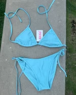 ［網站限定款］Basic Thick-stringed Bikini - Pastel Blue