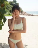 [現貨］Chloe –  Rib Pale Green - One Shoulder