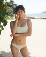 [現貨］Chloe –  Rib Pale Green - One Shoulder - Image 2
