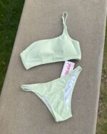 [現貨］Chloe –  Rib Pale Green - One Shoulder - Image 6