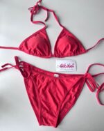 ［網站限定款］Basic Thick-stringed Bikini - Neon cherry Red