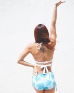 [現貨]【Push up】 –Wire with cross design – white x green leaves – High waist - Image 5