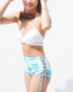 [現貨]【Push up】 –Wire with cross design – white x green leaves – High waist - Image 6