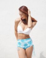 [現貨]【Push up】 –Wire with cross design – white x green leaves – High waist - Image 4