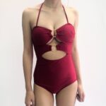 「預購」Amelia - Red Wine golden circled onepiece