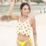 「現貨」Crochet beach Sunflower top - #1