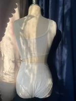 [預購]Olympio– One Shoulder Cut Out Ribbed white - Image 3
