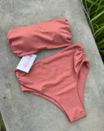 「現貨」Bandeau - high waist - dusty pink